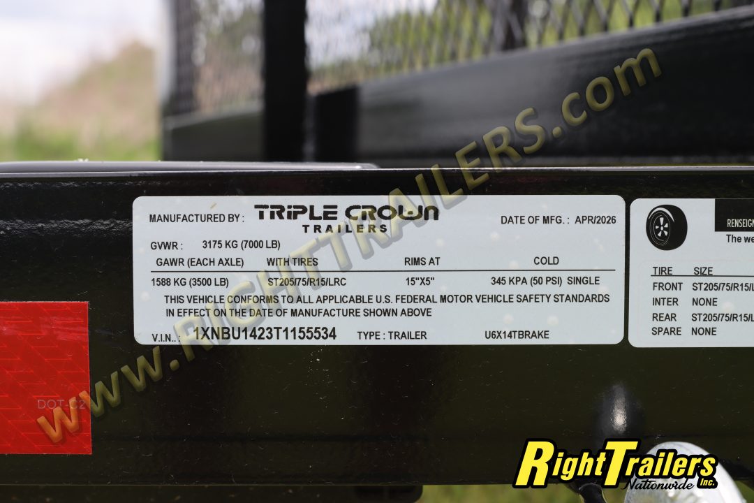 New 2026 6X14 Triple Crown UTILITY TRAILER