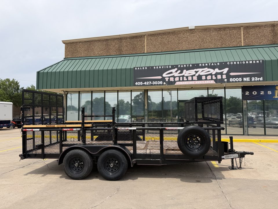 Used #144022 USED 2023 MP CUSTOM 16 X 83 PIPE TOP LANDSCAPE TRAILER W/ REAR RAMP GATE