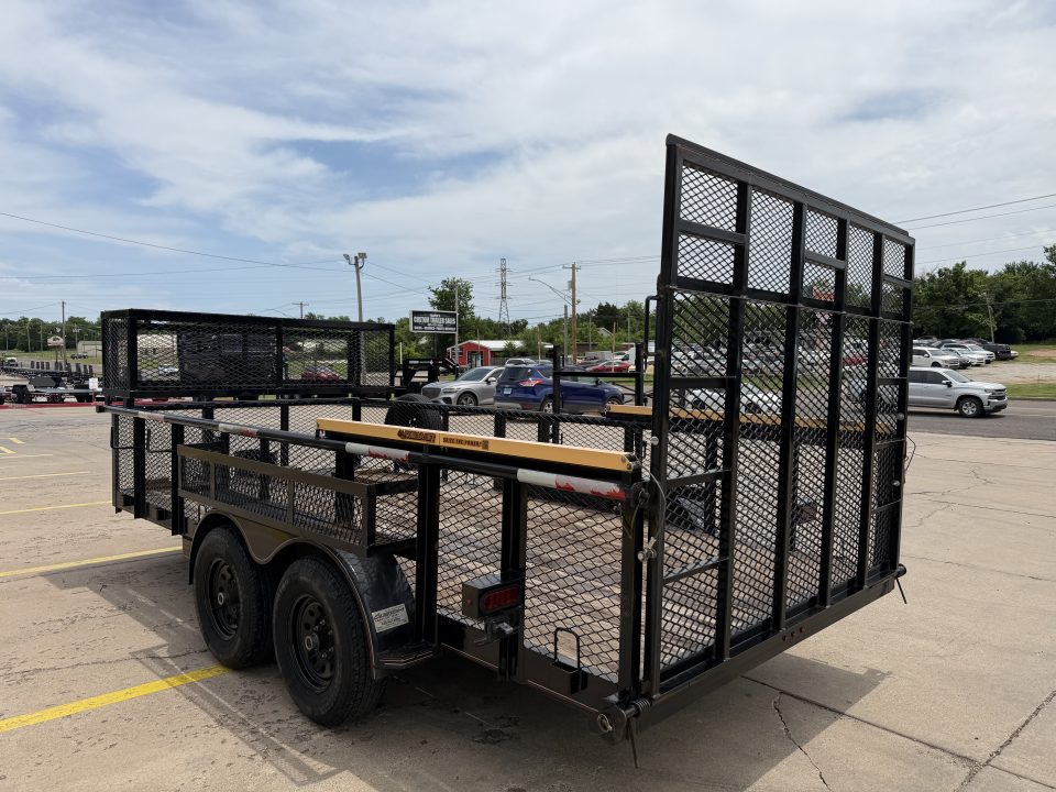 Used #144022 USED 2023 MP CUSTOM 16 X 83 PIPE TOP LANDSCAPE TRAILER W/ REAR RAMP GATE
