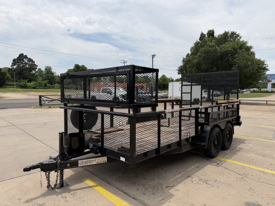 Used #144022 USED 2023 MP CUSTOM 16 X 83 PIPE TOP LANDSCAPE TRAILER W/ REAR RAMP GATE