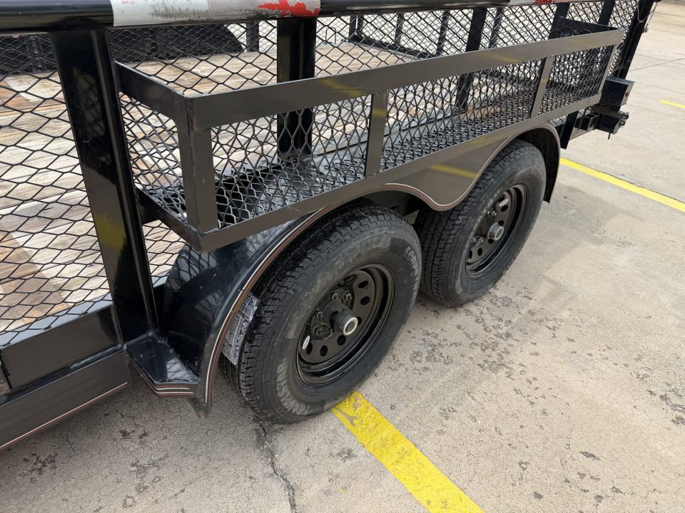 Used #144022 USED 2023 MP CUSTOM 16 X 83 PIPE TOP LANDSCAPE TRAILER W/ REAR RAMP GATE