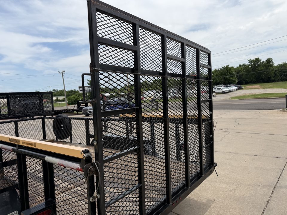 Used #144022 USED 2023 MP CUSTOM 16 X 83 PIPE TOP LANDSCAPE TRAILER W/ REAR RAMP GATE