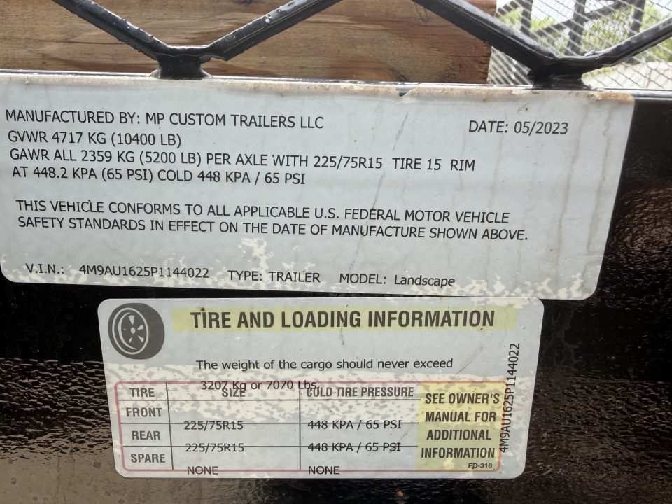 Used #144022 USED 2023 MP CUSTOM 16 X 83 PIPE TOP LANDSCAPE TRAILER W/ REAR RAMP GATE