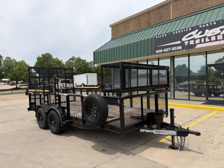 Used #144022 USED 2023 MP CUSTOM 16 X 83 PIPE TOP LANDSCAPE TRAILER W/ REAR RAMP GATE
