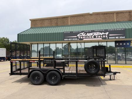 Used #144022 USED 2023 MP CUSTOM 16 X 83 PIPE TOP LANDSCAPE TRAILER W/ REAR RAMP GATE