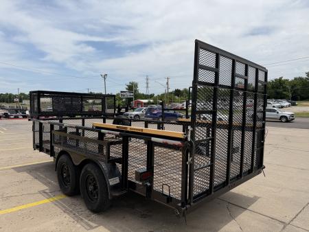 Used #144022 USED 2023 MP CUSTOM 16 X 83 PIPE TOP LANDSCAPE TRAILER W/ REAR RAMP GATE