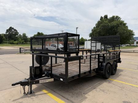 Used #144022 USED 2023 MP CUSTOM 16 X 83 PIPE TOP LANDSCAPE TRAILER W/ REAR RAMP GATE