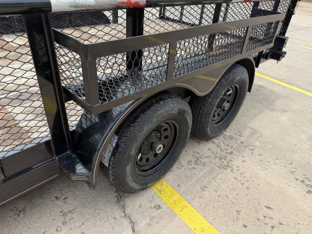 Used #144022 USED 2023 MP CUSTOM 16 X 83 PIPE TOP LANDSCAPE TRAILER W/ REAR RAMP GATE