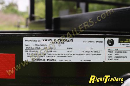 New 2026 6X16 Triple Crown Utility Trailer