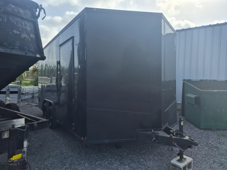 Used 2024 8.5x16 Black Enclosed Cargo Trailer | 7,000 lb GVWR | Tandem Axle