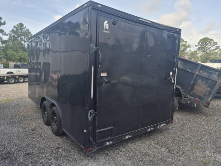 Used 2024 8.5x16 Black Enclosed Cargo Trailer | 7,000 lb GVWR | Tandem Axle