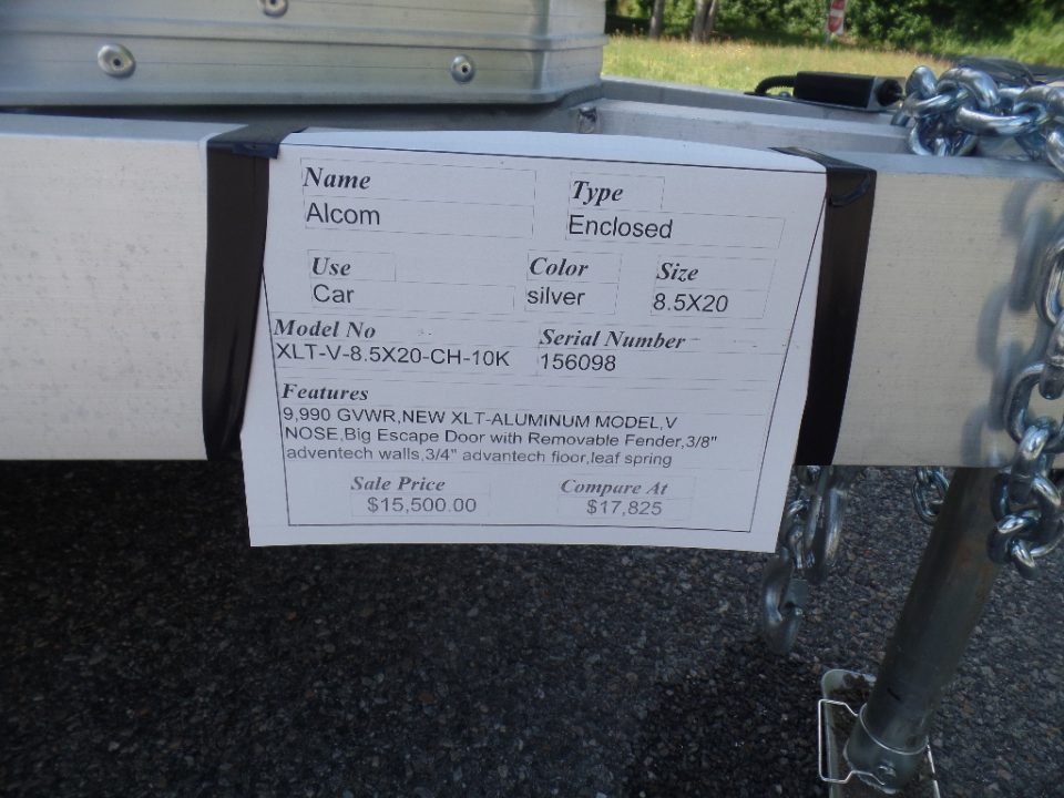 New 2026 ALCOM 8.5X20 -10K GVWR Enclosed Car Hauler