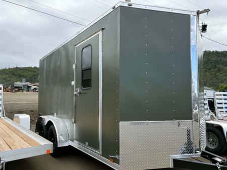 New ENCLOSED CARGO BOX 2027 CONTINENTAL VHW714TA2 7x14 TRAILER RAMP OD GREEN