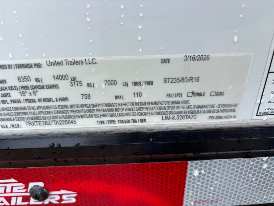 New 2026 United Trailers LIM-8.528TA70 Car / Racing Trailer