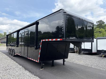 New 2026 Haulmark 44 Gooseneck Bathroom Race Trailer, Polycor, Air Prep, A/C, Awnings, Race Ready