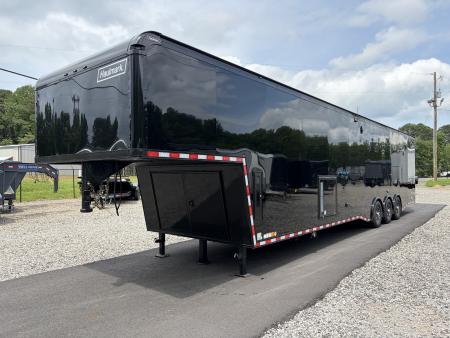 New 2026 Haulmark 44 Gooseneck Bathroom Race Trailer, Polycor, Air Prep, A/C, Awnings, Race Ready