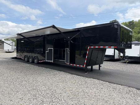 New 2026 Haulmark 44 Gooseneck Bathroom Race Trailer, Polycor, Air Prep, A/C, Awnings, Race Ready