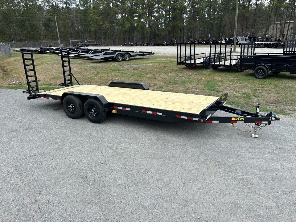 New 2026 Big Tex 14EB Equipment Trailer, 7x22 (20ft Deck + 2ft Dovetail ) Stand Up Ramps