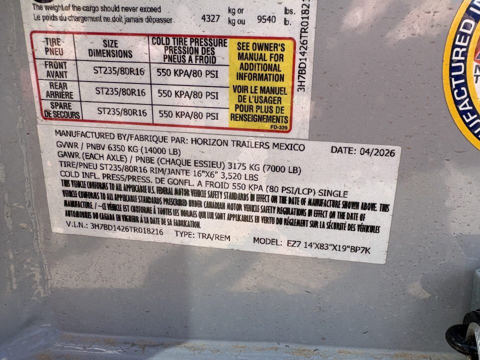 New 2026 Horizon Trailers 14' 14K Dump Trailer w/ Extension Boards