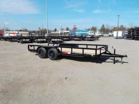 New 2026 J&C Trailers 83x16 Utility Trailer / Lowboy Trailer / 2  Bulldog Coupler / 5ft Slide Out Ramps
