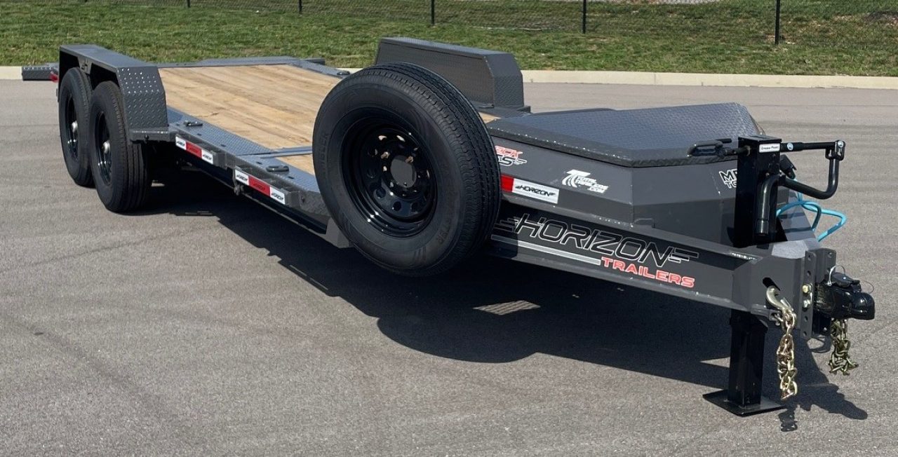 New HORIZON 22’x 83” ETZ ASH GRAY GRAVITY TILT DECK EQUIPMENT TRAILER -15.2K (GVWR), in Deck Storage