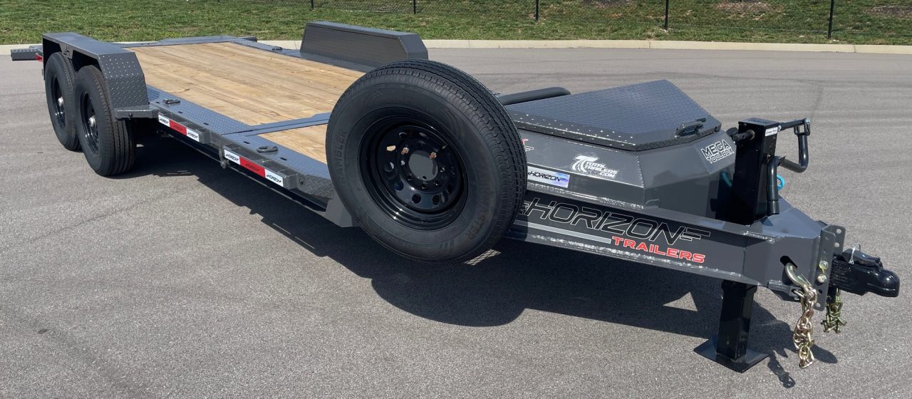 New HORIZON 22’x 83” ETZ ASH GRAY GRAVITY TILT DECK EQUIPMENT TRAILER -15.2K (GVWR), in Deck Storage