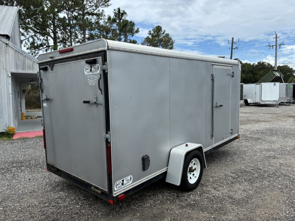 Used 2006 Car Mate Trailers 6x14 Enclosed Trailer for Sale | Silver Cargo Trailer with 3000 GVWR Cargo / Enclosed Trailer