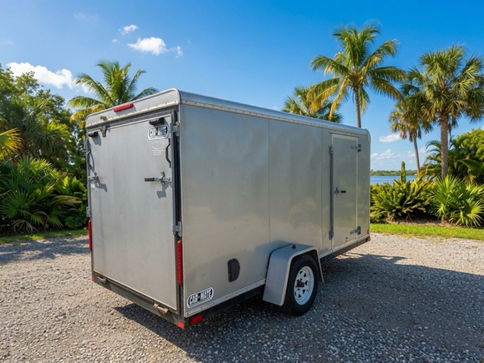 Used 2006 Car Mate Trailers 6x14 Enclosed Trailer for Sale | Silver Cargo Trailer with 3000 GVWR