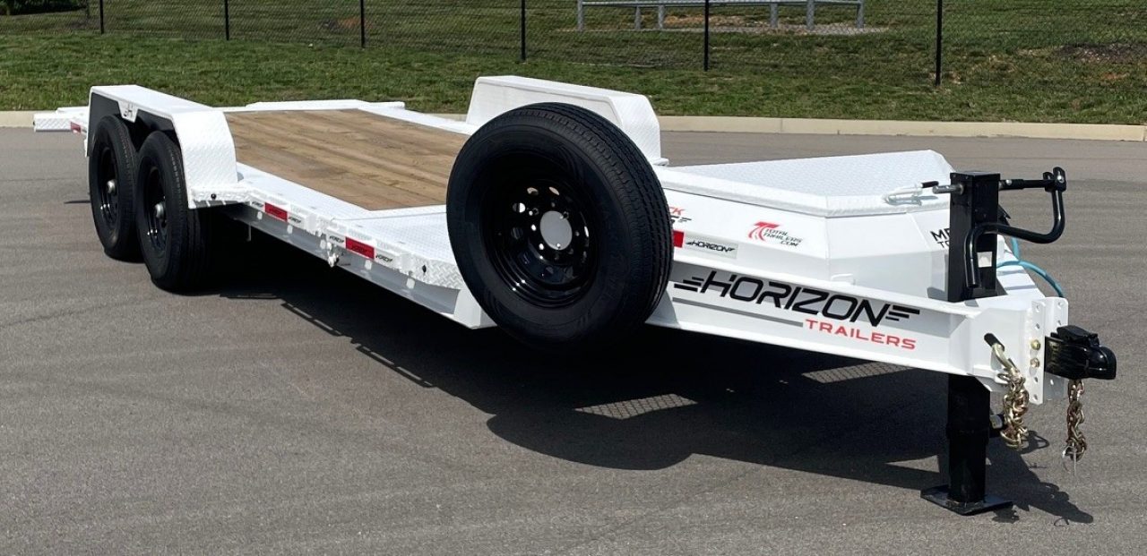 New HORIZON 20’x 83” ETZ WHITE TILT DECK EQUIPMENT TRAILER -15.2K (GVWR), in Deck Storage
