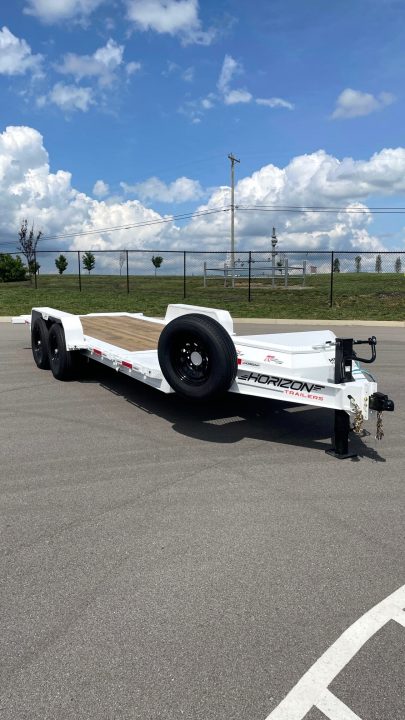 New HORIZON 20’x 83” ETZ WHITE TILT DECK EQUIPMENT TRAILER -15.2K (GVWR), in Deck Storage