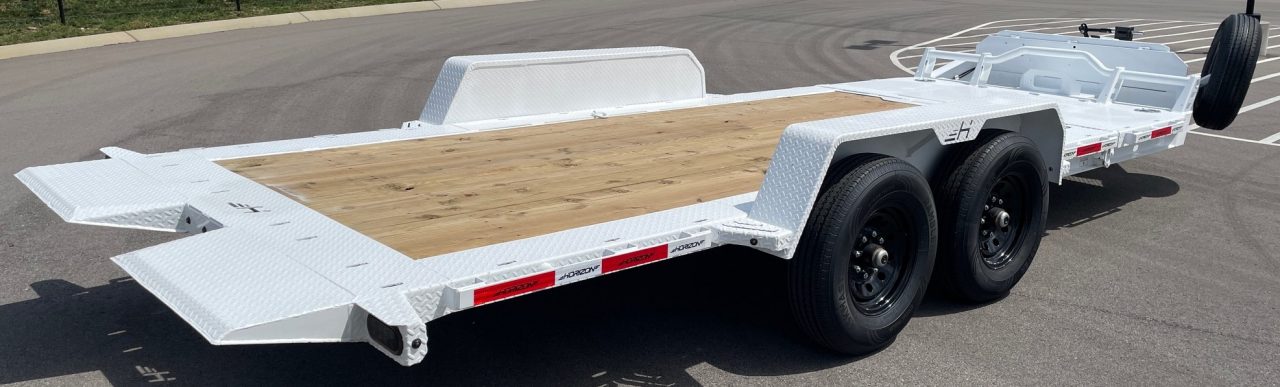 New HORIZON 20’x 83” ETZ WHITE TILT DECK EQUIPMENT TRAILER -15.2K (GVWR), in Deck Storage