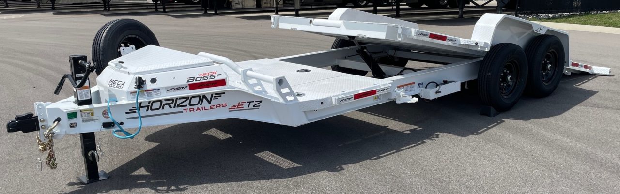 New HORIZON 20’x 83” ETZ WHITE TILT DECK EQUIPMENT TRAILER -15.2K (GVWR), in Deck Storage