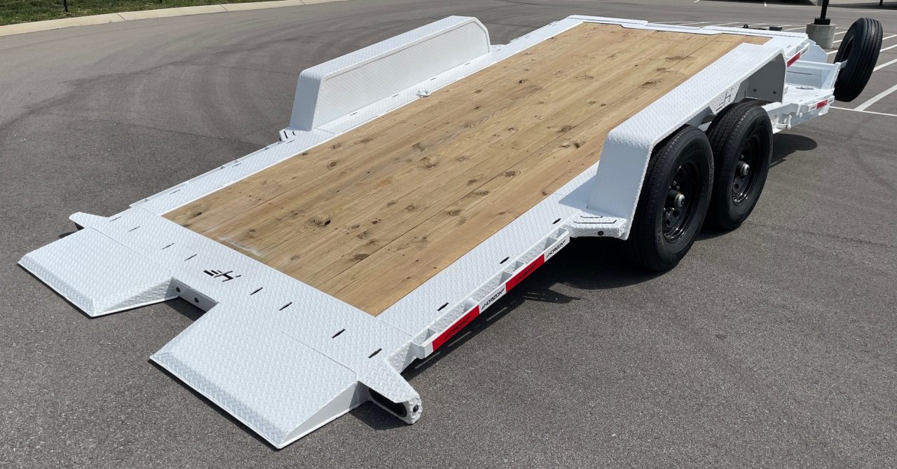 New HORIZON 20’x 83” ETZ WHITE TILT DECK EQUIPMENT TRAILER -15.2K (GVWR), in Deck Storage