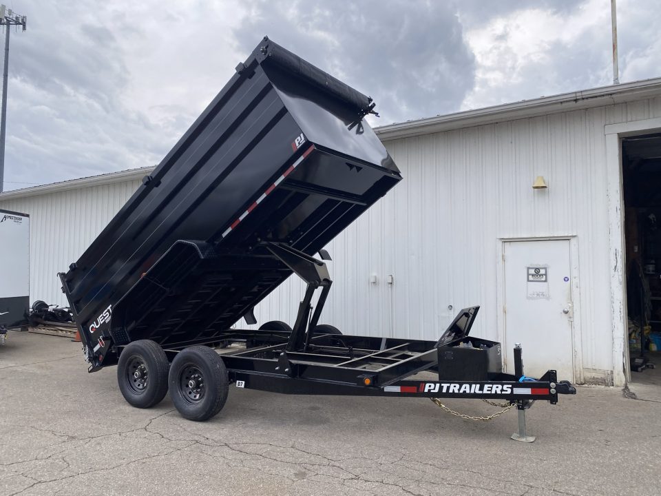 New 2026 PJ Trailers 7 X 14 FT DUMP TRAILER 14K GVWR 4' HIGH SIDE SPREAD GATE TARP KIT