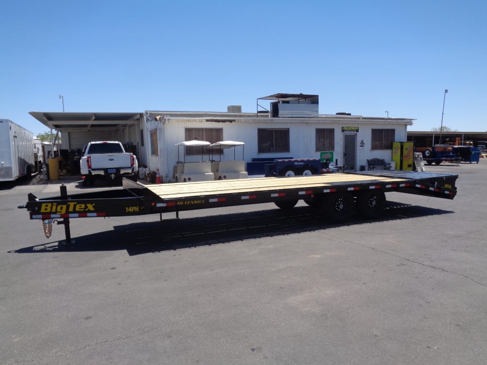 New 2026 Big Tex Trailers * 14PH-20+5MR * 25ft Single Wheel Tandem Axle Pintle Flatbed Trailer w/ Mega Ramps