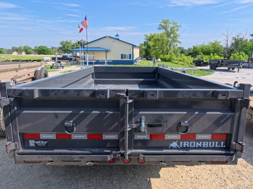 New 2026 Iron Bull 83 x 14 DWB Dump Trailer with 2) 7K GVWR Straight Axles and 2) Fwd. Adj. Electric Brakes, Slide-In Aluminum Ramps and 10 Ply Tires