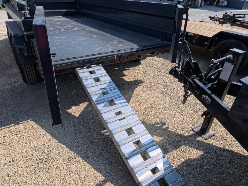 New 2026 Iron Bull 83 x 14 DWB Dump Trailer with 2) 7K GVWR Straight Axles and 2) Fwd. Adj. Electric Brakes, Slide-In Aluminum Ramps and 10 Ply Tires