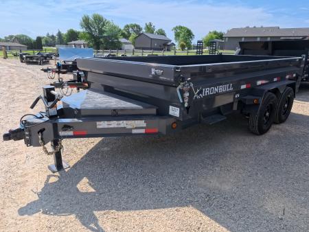 New 2026 Iron Bull 83 x 14 DWB Dump Trailer with 2) 7K GVWR Straight Axles and 2) Fwd. Adj. Electric Brakes, Slide-In Aluminum Ramps and 10 Ply Tires