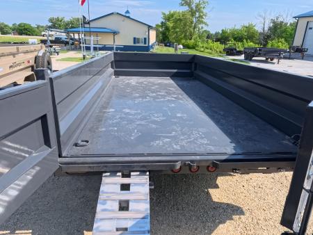 New 2026 Iron Bull 83 x 14 DWB Dump Trailer with 2) 7K GVWR Straight Axles and 2) Fwd. Adj. Electric Brakes, Slide-In Aluminum Ramps and 10 Ply Tires