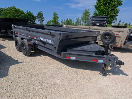 New 2026 Iron Bull 83 x 14 DWB Dump Trailer with 2) 7K GVWR Straight Axles and 2) Fwd. Adj. Electric Brakes, Slide-In Aluminum Ramps and 10 Ply Tires