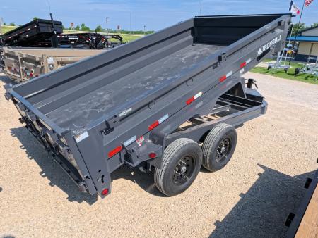New 2026 Iron Bull 83 x 14 DWB Dump Trailer with 2) 7K GVWR Straight Axles and 2) Fwd. Adj. Electric Brakes, Slide-In Aluminum Ramps and 10 Ply Tires