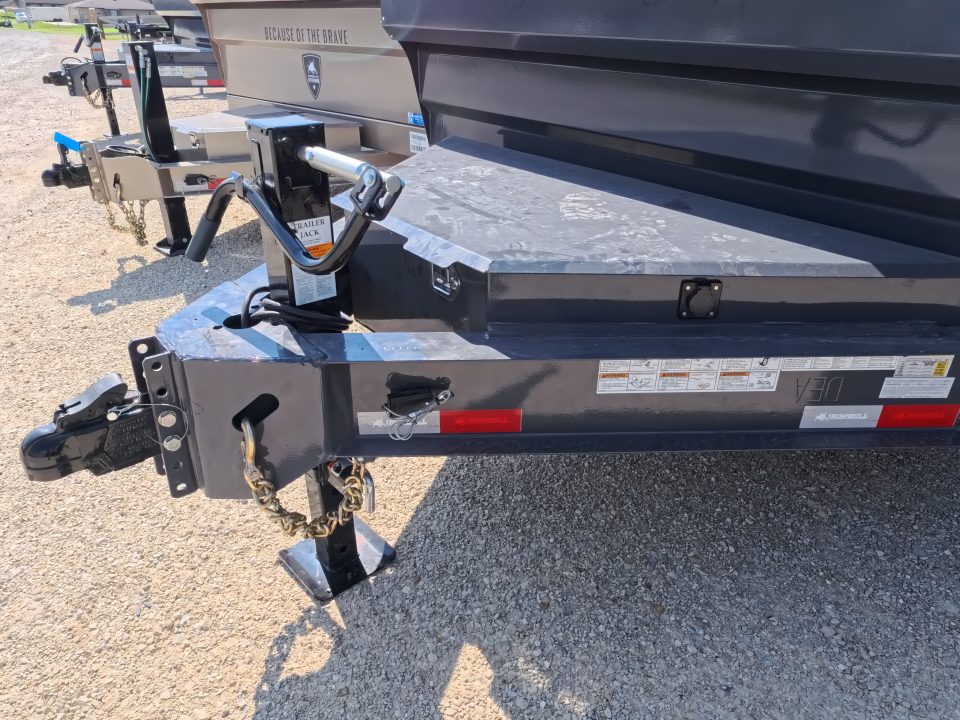 New 2026 Iron Bull 83 x 14 DWB Dump Trailer with 2) 7K GVWR Straight Axles and 2) Fwd. Adj. Electric Brakes, Slide-In Aluminum Ramps and 10 Ply Tires