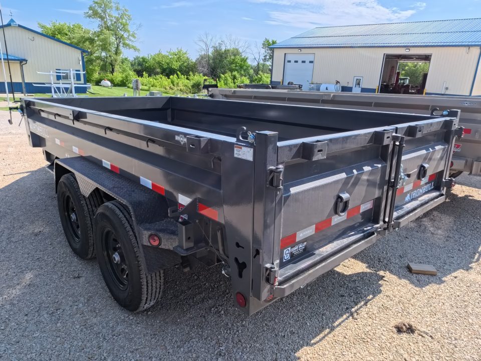 New 2026 Iron Bull 83 x 14 DWB Dump Trailer with 2) 7K GVWR Straight Axles and 2) Fwd. Adj. Electric Brakes, Slide-In Aluminum Ramps and 10 Ply Tires