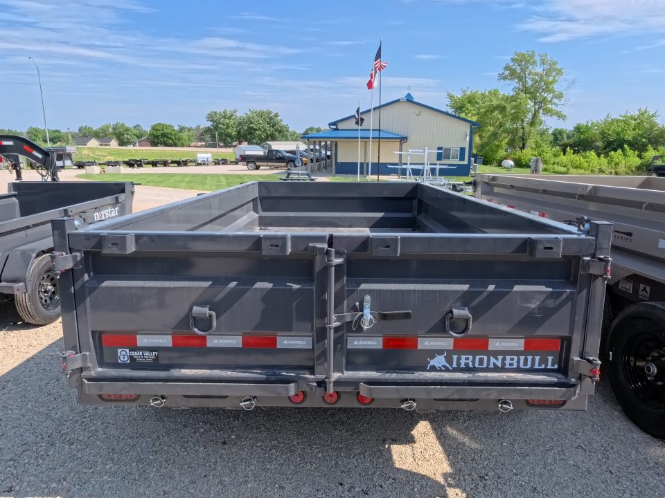 New 2026 Iron Bull 83 x 14 DWB Dump Trailer with 2) 7K GVWR Straight Axles and 2) Fwd. Adj. Electric Brakes, Slide-In Aluminum Ramps and 10 Ply Tires