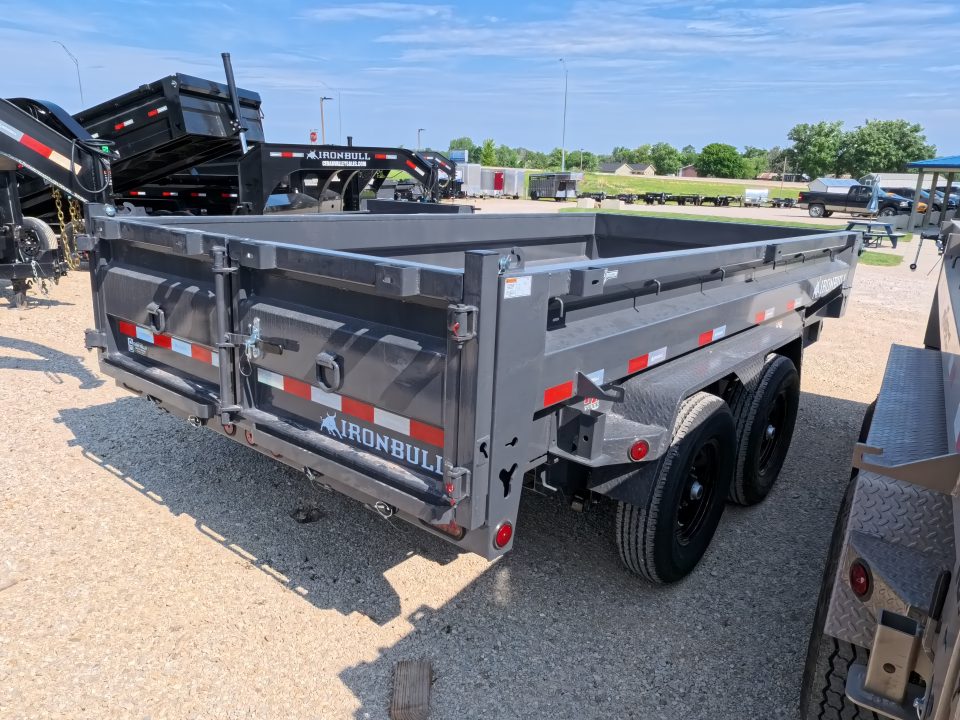 New 2026 Iron Bull 83 x 14 DWB Dump Trailer with 2) 7K GVWR Straight Axles and 2) Fwd. Adj. Electric Brakes, Slide-In Aluminum Ramps and 10 Ply Tires
