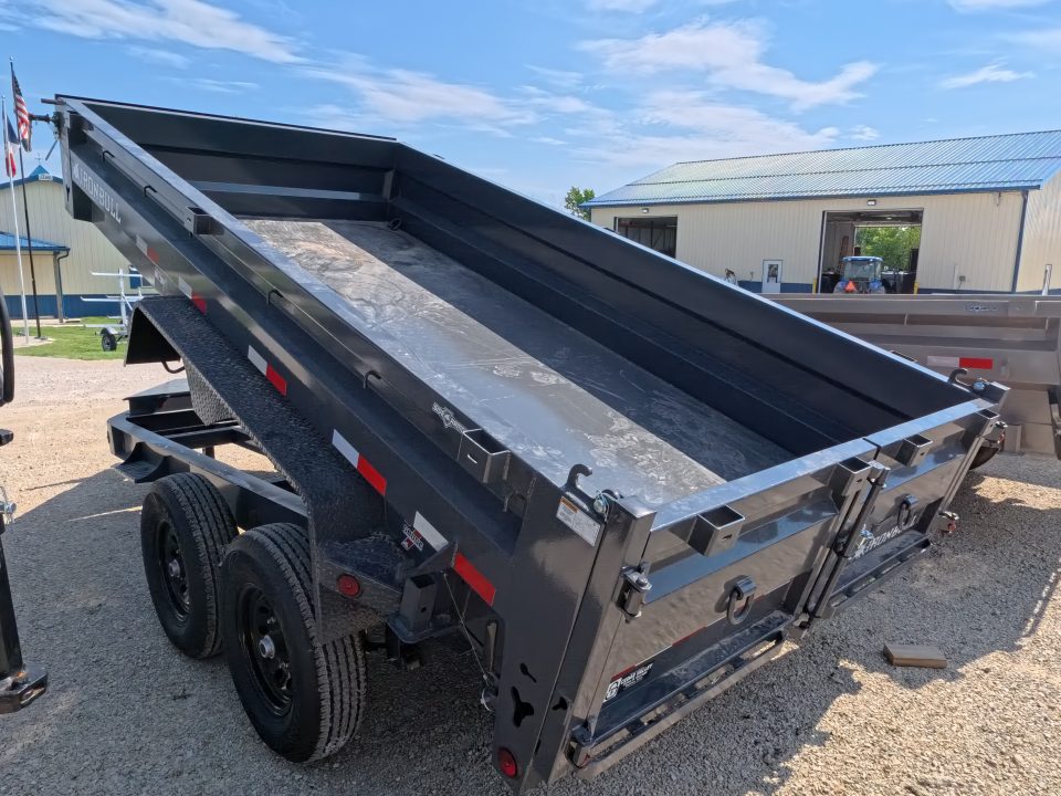 New 2026 Iron Bull 83 x 14 DWB Dump Trailer with 2) 7K GVWR Straight Axles and 2) Fwd. Adj. Electric Brakes, Slide-In Aluminum Ramps and 10 Ply Tires