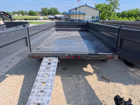 New 2026 Iron Bull 83 x 14 DWB Dump Trailer with 2) 7K GVWR Straight Axles and 2) Fwd. Adj. Electric Brakes, Slide-In Aluminum Ramps and 10 Ply Tires