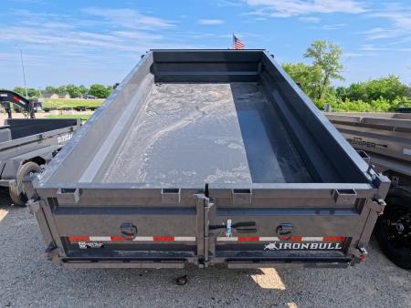 New 2026 Iron Bull 83 x 14 DWB Dump Trailer with 2) 7K GVWR Straight Axles and 2) Fwd. Adj. Electric Brakes, Slide-In Aluminum Ramps and 10 Ply Tires