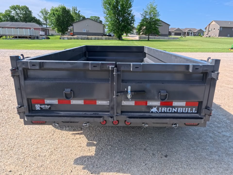 New 2026 Iron Bull 83 x 14 DWB Dump Trailer with 2) 7K GVWR Straight Axles and 2) Fwd. Adj. Electric Brakes, Slide-In Aluminum Ramps and 10 Ply Tires