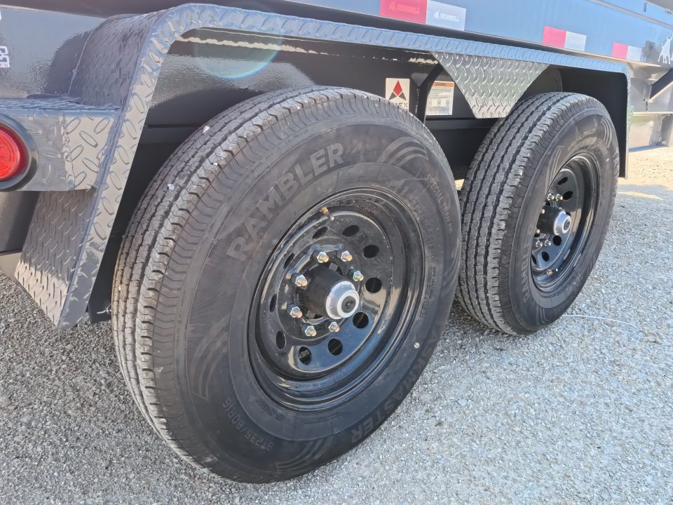 New 2026 Iron Bull 83 x 14 DWB Dump Trailer with 2) 7K GVWR Straight Axles and 2) Fwd. Adj. Electric Brakes, Slide-In Aluminum Ramps and 10 Ply Tires